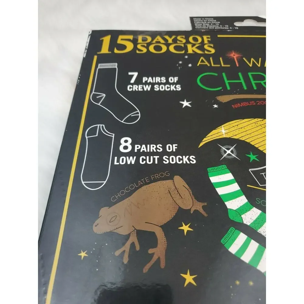 Sock Advent Calendar! Women's Harry Potter Snow Globe 15 Days of Socks Size 4-10